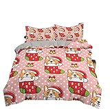 AmenSixye Santa Claus Muster Bettwäsche Set Weihnachten Hirsch Duver Abdeckung für Kinder Jungen Mädchen Quilt Abdeckung Königin Größe Tröster Sets228x228cm 3Stück