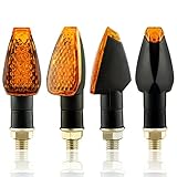 4PCS Mini Motorrad Blinker,LED Blinker Tagfahrlicht,12V LED Lauflicht Bernstein,2 Paar Blinker E Geprüft mit E-Prüfzeichen für Motorrad/ Motocross/ F