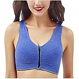 Sports BH Damen Push Up Ohne Bügel Zip Vorderverschluss Yoga Bra Running Bra Ringerrücken Strech Gepolstert Bralette für Fitness Yoga Damen Sport BH Stark H