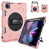 SUPFIVES iPad Pro 11 Hülle 2021: Militärqualität, stoßfeste Silikonhülle für iPad Pro 11 3. Generation, Schultergurt, Griff, Stifthalter, Ständer für iPad Pro 27,9 cm (11 Zoll), Rotg
