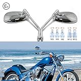 Chrom Motorrad Lenker Spiegel, M8 M10 Rückspiegel moto mit Packung Schraube für Scooter Street Bike Cruiser Chopper Sport Bike ATV