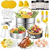 EPLST 24-teiliges Schnellkochtopf-Zubehör-Set, kompatibel mit Instant Pot 6/8Qt-Dampfkorb, Springform, Dampfgarer-Untersetzer, Eierbiss-Form, 2 Rack, Küchenzange, 3 Cheat, 6 Grillgab