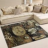 Use7 Vintage Steampunk Teppich mit antiken Zahnrädern, für Wohnzimmer, Schlafzimmer, 160 cm x 122