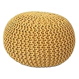 Voglrieder Sitzpouf Strickhocker Grobstrick handgeknüpft Ø 55 cm gelb