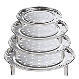 Swetup Dünsteinsatz, 4 Stück Dampfgareinsatz, Edelstahl Dampfgarer Einsatz, Dampfgarer Stand für Hause, Küche, Restaurant, Kochtöpfe, Schnellkochtopf, Durchmesser 20/22/24/26
