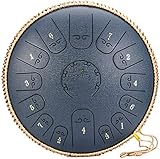 CAJOLG Handpan,Steel Tongue Drum 15 Anmerkungen 14 Zoll, Percussion Instrument Harmonic Handbock Trommel, Chakra-Trommel für musikalische Bildung Konzertverdiegung Heilung Yoga 432 Hz-Made in US