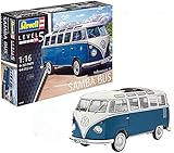 Revell Revell_07009 Modellbausatz Auto 1:16 - Volkswagen VW T1 Bulli Samba Bus im Maßstab 1:16, Level 5, originalgetreue Nachbildung mit vielen Details, VW Bus, 7009