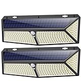 Solarlampen für Außen 288LED mit USB-Aufladung,iPosible Solar Bewegungsmelder Aussen【2 Stück】Solarleuchten für Außen 2500Lumen Solar Aussenleuchte mit Bewegungsmelder IP65 Wasserdichte für G