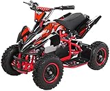 Actionbikes Motors Kinder Elektro Miniquad ATV Racer 1000 Watt 36 Volt - Scheibenbremsen - Safety Touch System Fußschalter (1000 Watt Schwarz/Rot)