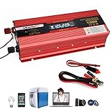 FHISD Voltage Converter 600W / 1000W / 1500W / 2000W Inverter DC 12/24 V to AC 110V 220V with Socket and USB Connection LED Voltage Indicator,Inverter Camping RV T