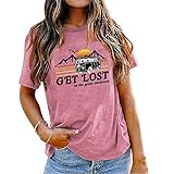 'Get Lost in The Great Outdoors Women Tees', lustig, Sonnenaufgang, Bus, Berge, Grafik, rose gold, X-Groß