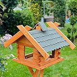 DARLUX Rechteckiges Vogel Futter Haus XL Futterstelle Holz Vogelhaus (Grün / Braun, ohne Ständer)