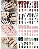 Falsche Nägel Set,Künstliche Nail Tips,96 Stück Künstliche Fingernägel Natürliche Falsche Kunst Volles Sarg Nägel Tips für Frauen Mädchen (24 x 4 Set -12 Abmessungen)