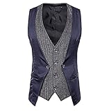 ZDDHOODY Herren Weste Anzugweste Slim Fit Tweed Business Anzüge Westen Trauzeuge Party Hochzeit Anzug Westen Herren Elegant Westen Herrenwesten Herren Karierte Weste Formale Klassische W