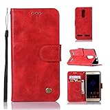 PROTECTIVECOVER+ / Compatible with for Compatible with for LENOVO K6 Retro Kupfer Button Crazy Horse Horizontal Flip PU Ledertasche mit Halter & Kartensteckplätze & Geldbörse & Schlüsselband / , M