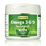 Omega 3-6-9, 700 mg, hochdosiert, 240 Softgel-Kapseln – reich an EPA, DHA. Gut für Herz, Kreislauf und die Cholesterinwerte. Fördert die geistige Leistungsfähigkeit. OHNE künstliche Zusätze. Ohne Gentechnik