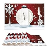 SEXLOVEBOY Weihnachtsmuster Platzsets 6 Pcs 45 x 30cm Platzdeckchen Hitzebeständig Weben Tischsets für Kü