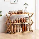 YUXN Schuhregal aus Bambus mit 3 Ebenen, Standregal Regal Flur,Schlafzimmer,Bad,Wohnzimmer Organizer Halter Aufbewahrung für 12 Paar Schuhe N
