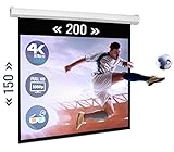 ULTRALUXX Motorleinwand 200x150 cm Projektionsfläche, E-Line Serie Heimkino Beamer Leinwand, 250 cm (98 Zoll) Diagonale, Montagemaße 236x9x9 cm, 4:3 Maskierung