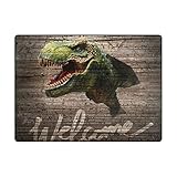 Mnsruu Große Teppiche, 160 x 122 cm, Vintage-Dinosaurier auf Holzbrett, Bodenmatte, modernes Wohn- und Schlafzimmer, weicher Tepp