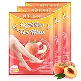 3 Paar Fußmaske Hornhautentferner Socken, Hornhautentfernung Fuß Peeling Maske Exfoliating Fussmaske Mask Hornhaut Socken Fußpflege (Peach)