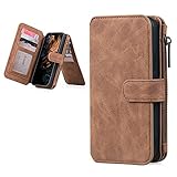 Schutzhülle für Handy 13/Mini/Pro/Pro Max, Brieftaschen-Handyhülle, kabelloses Laden, Kartenschlitz, Klappschutzhülle aus TPU + Leder, für Herren und Damen, 15,5 cm, 2021 S-7, braun, iPhone13promax