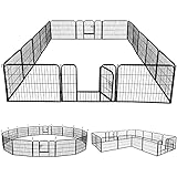 Yaheetech Welpenauslauf Metall Laufstall Zaun Gitter Welpen Hasen Kaninchen Freigehege 16 eckig mit 2 Tür 60 cm Hoch für draußen und I