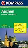 Aachen und das Dreiländereck: Wanderkarte mit Kurzführer, Radwegen und Stadtplan von Aachen. 1:50000
