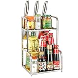 ZAQI Gewürzregal Kleines Gewürzregal Organizer für Arbeitsplatte, 2 Tier Metall Gewürzflasche Lagerung Stand Eckregal, Pantry Schrank B