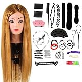 Neverland Beauty 24' Übungskopf Frisierkopf Friseur 60% Echthaar Haar Perückenkopf Puppenkopf Übungskopf Friseurkopf Ausbildung Kopf Hair Styling Braid Set #27 （NICHT mit Tischklemme）