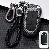 RUYALEE Key Shell Smart Remote Key Fob Cover ABS Kunststoff Kohlefaser Textur Silikon Keycase Key Skin Case Schlüsselanhänger,Für Jeep Grand Cherokee Ladegerät,2 btn,schw