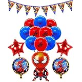 smileh Deko Geburtstag Spiderman Luftballons Girlande Spider Man Kindergeburtstag Ballons Wimpel für Kinder Junge Mädchen Geburtstagsfeier Dek