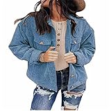 ZYYM Damen Cordhemd Jacke Bluse Cordjacke Einfarbig Langarm Button Down Shirts Freizeitjacke Casual Oberteil Outwear Frühling und Herbst Damen Hemdjacke Winter Hemdbluse Langarm Blusenshirt M