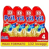 Pril Pril Gold Spülmaschinen-Gel, 4 Packungen mit 33 Waschgängen (132 Waschladungen) – 2880 g