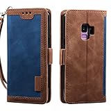 nancencen Handyhülle für Samsung Galaxy S9 Hülle, Extra Dünn Klapphülle Kompatibel mit Samsung Galaxy S9, Premium PU Leder, mit Kartenfach Ständer Flip Brieftasche Schutzhülle, B