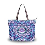 JUMBEAR Canvas-Tragetasche für Damen, Handtasche, Vintage, Tribal, Ethno, bunt, Boho, Mandala, Blume, Einkaufstasche, Schultertasche, L, a, Larg