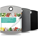 Hausfelder Schneidebrett groß aus Kunststoff – 3er Schneidbrett Küchenbrett Set spülmaschinenfest und BPA-frei 35x26cm (3 Stück in Anthrazit, Grau und Schwarz)