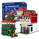 Mould King 11001 Post Office Modellbausteine, 2179PCS Dreamland Serie Straßenansicht Hausbau Montagesatz, kompatibel mit Lego-Häusern Wagen Kinderspielzeug
