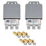 2X DiseqC Schalter Switch 2/1 mit Wetterschutzgehäuse HB-DIGITAL 2X SAT LNB 1 x Teilnehmer / Receiver für Full HDTV 3D 4K UHD + 6 x Vergoldete F-Stecker Verg