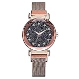 DECTN Armbanduhr für Damen, luxuriös, modisch, elegant, mit Magnetschnalle, Vibrato Violett, Sternenhimmel, römische Ziffern, braun, Armb