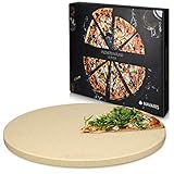 Navaris Pizzastein XXL für Backofen Grill aus Cordierit - Pizza Stein groß für Ofen Brot Backen Flammkuchen - Gasgrill Herd Steinplatte rund Ø 35