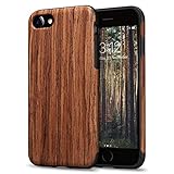 TENDLIN Kompatibel mit iPhone SE 2020 Hülle/iPhone 7 Hülle/iPhone 8 Hülle mit Holz und Flexiblem TPU Silikon Weiche Schutzhülle (Rotes Sandelholz)
