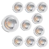 10x LED Modul als GU10 Ersatz – 5W 38° Dimmbar aus Keramik super flach 230V – Leuchtmittel für Einbaustrahler Lampe Birne Leuchte Strahler (Warmweiß 3000K)