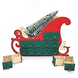 YJSDDCX Weihnachts-Countdown-Kalender, 24 Tage LED-Leuchten-Pferdekalender, Holzschubladen, Weihnachtsfeiertags-Desktop-Dekorationsgeschenke, Erw