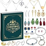 iZoeL Adventskalender Schmuck 2021 Frauen Mädchen Schmuckkalender Weihnachtskalender 24 tolle Damen-Schmuck wie Halskette Ringe Ohrringe Armband (Metall)