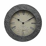 MLSJM Große Outdoor-Wanduhr, 10 Zoll Vintage Thermometer Wetterfeste Wanduhr Batteriebetriebene Wanduhr Dekorativ für Terrasse, Garten, Pool oder zum Aufhängen im F