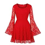EMPERSTAR Damen Bedrucktes Kleid Frühling Und Sommer Taille Taille Abnehmen Langes Kleid Strandkleid Freizeitkleid Cocktail Party Kleid Rot+L