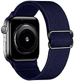 Nylonband für Apple Watch, Scrunchie Loop Armband Uhrenarmband für iWatch Series SE/6/5/4/3/2/1-Mitternachtsblau,42mm oder 44