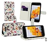 Emartbuy® Wileyfox Spark Plus/Wileyfox Spark Wallet Etui Hülle Case Cover aus PU Leder mit Kreditkartenfächern - Schmetterling