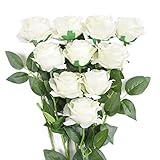 JUSTOYOU 10 Pack Seide Künstliche Rose Blumen Brautstrauss Blumen(weiß)